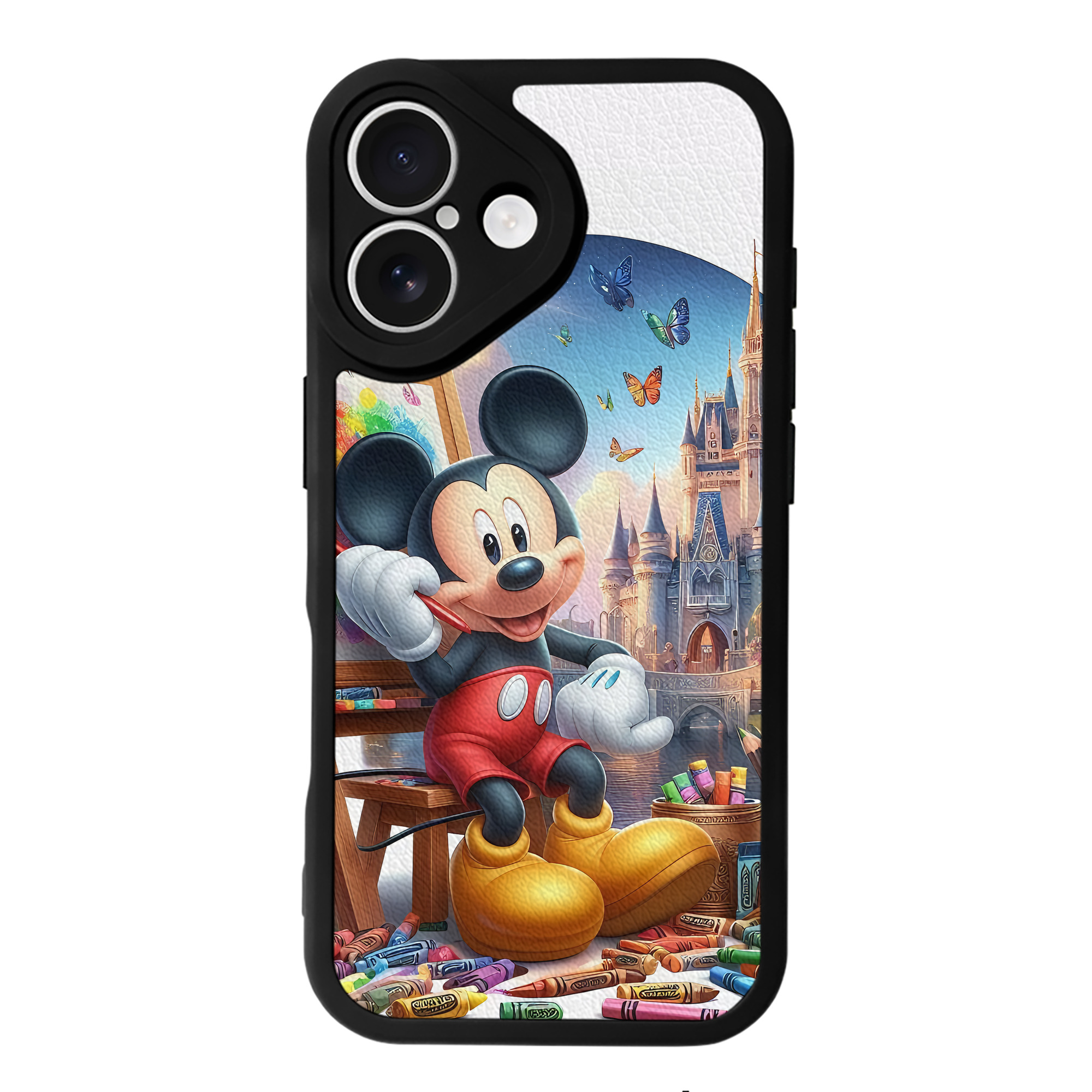 （画像用） ミッキーマウス Mickey Mouse 【iPhone 16シリーズ対応】シリコンスマホケース（レザー調） 材質：シリコン